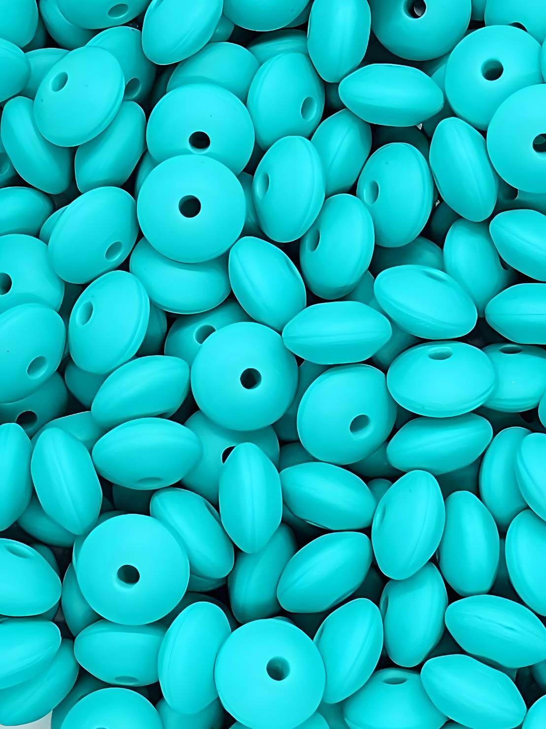 Oceanic Teal Silicone Lentil Beads