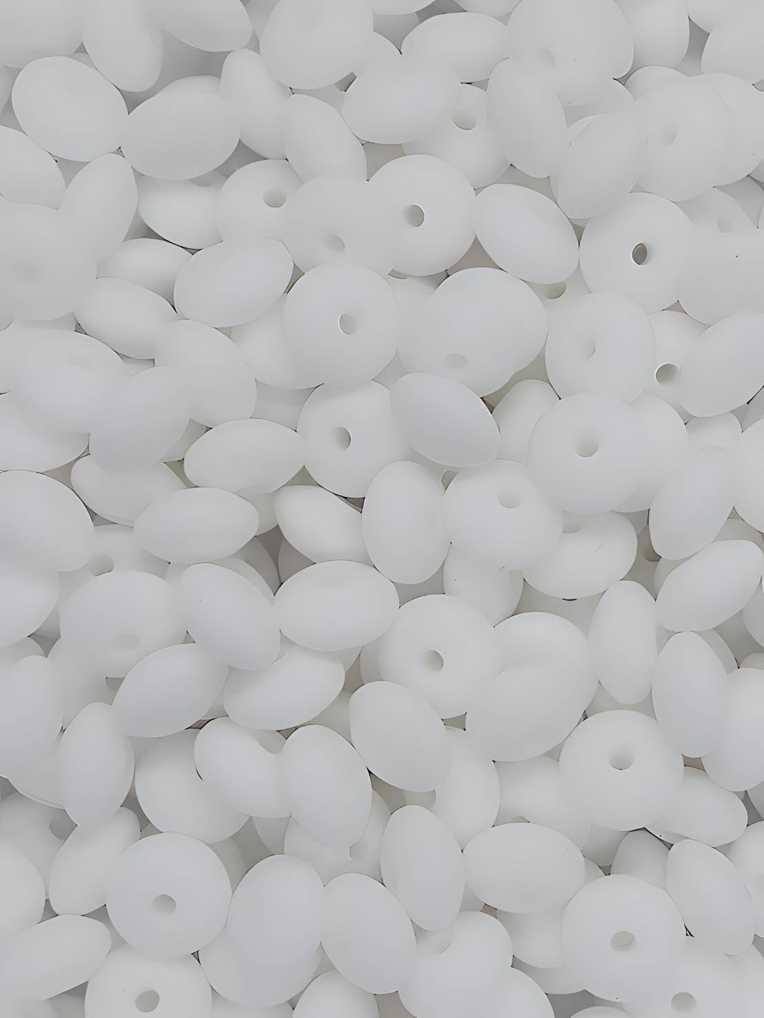 White Silicone Lentil Beads