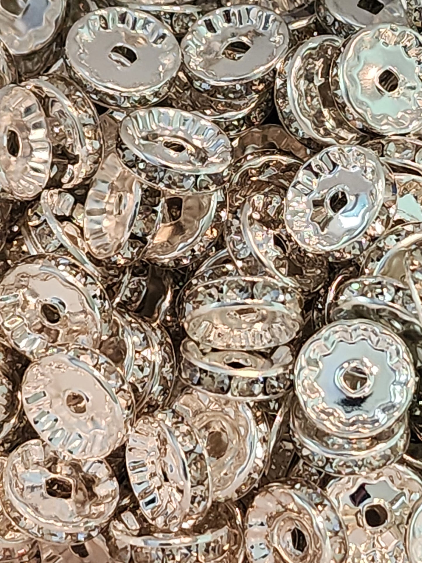 12mm Silver Rhinestone (spacers) 10 Ct Pack