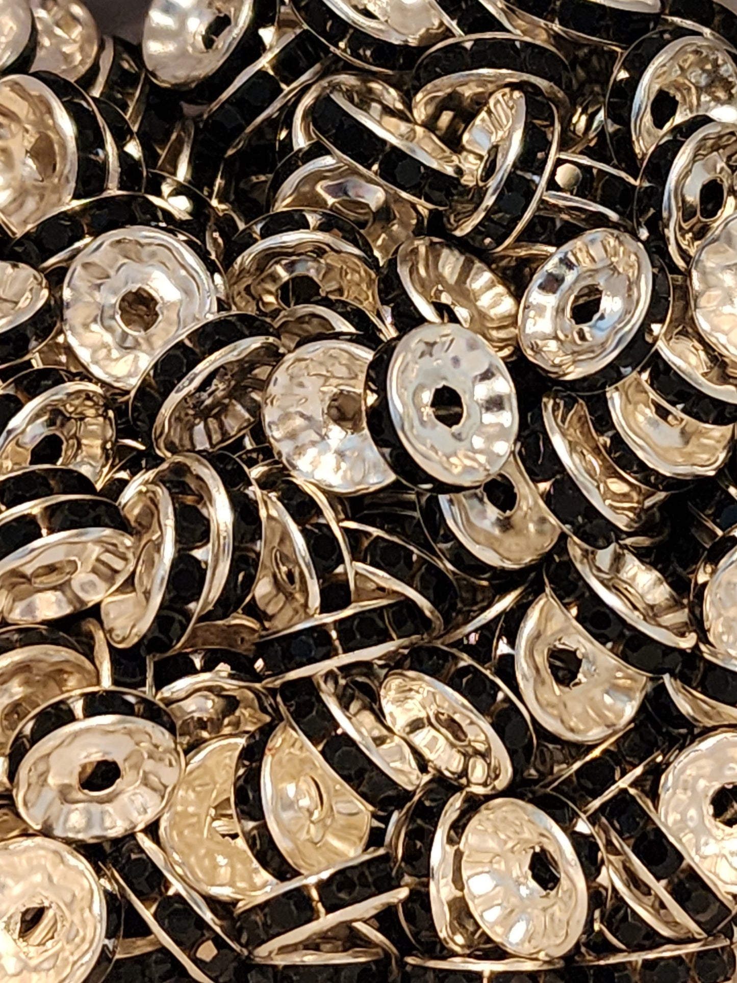 10mm Black Rhinestone (Spacers) 10Ct Pack