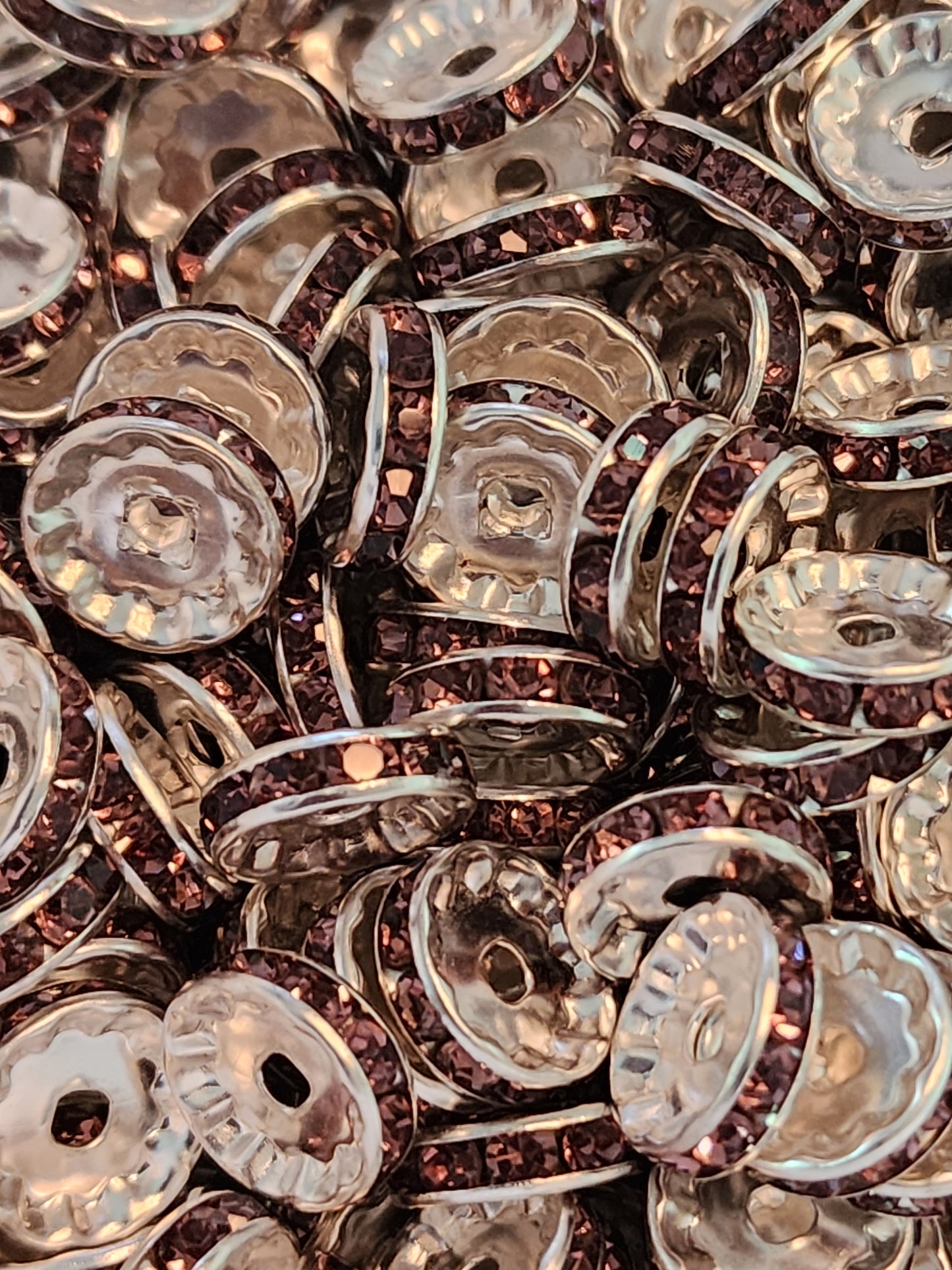 12mm Purple Rhinestone (Spacers) 10Ct Pack