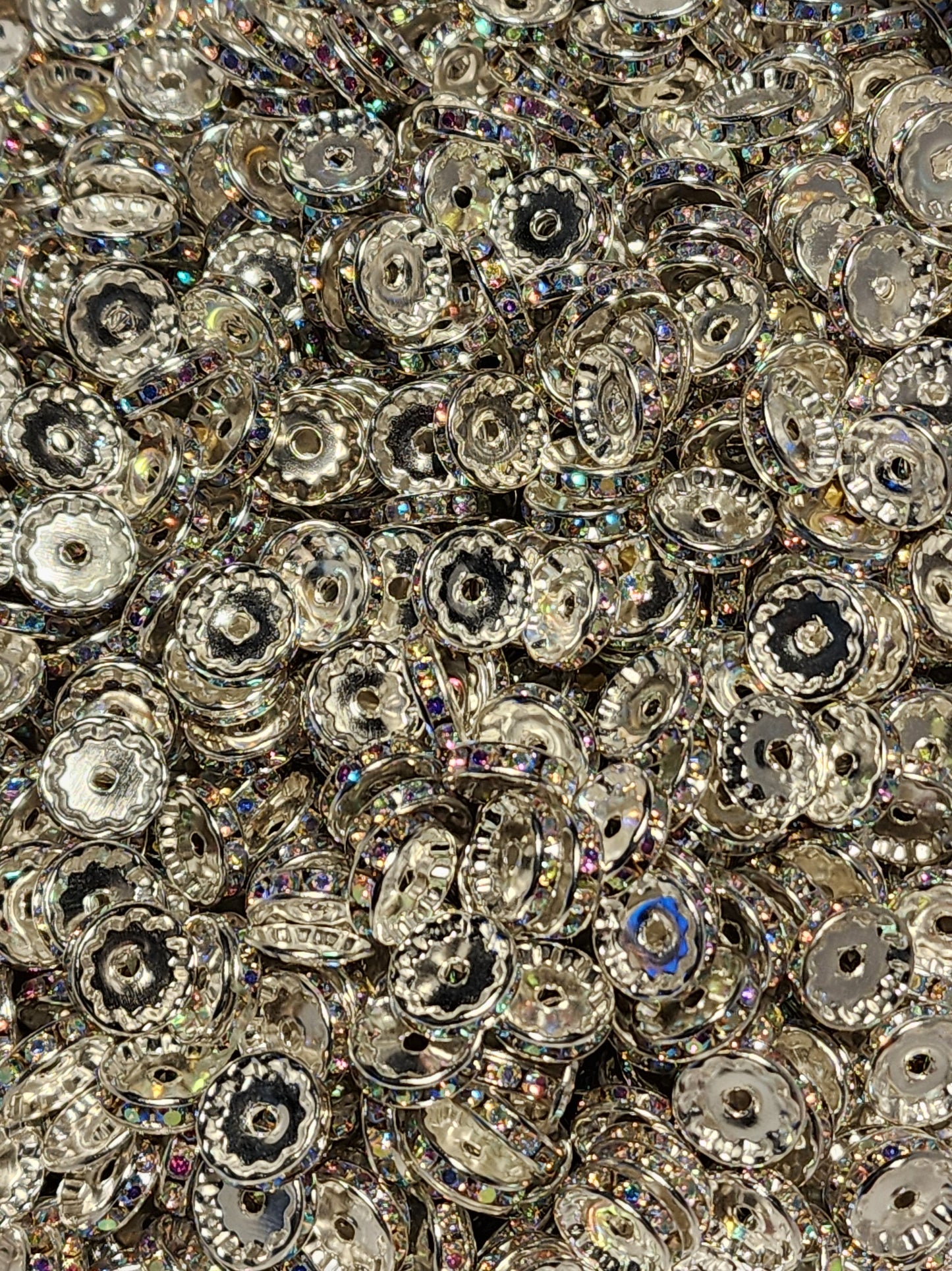 12mm Iridescent Rhinestone (Spacers) 10 Ct Pack