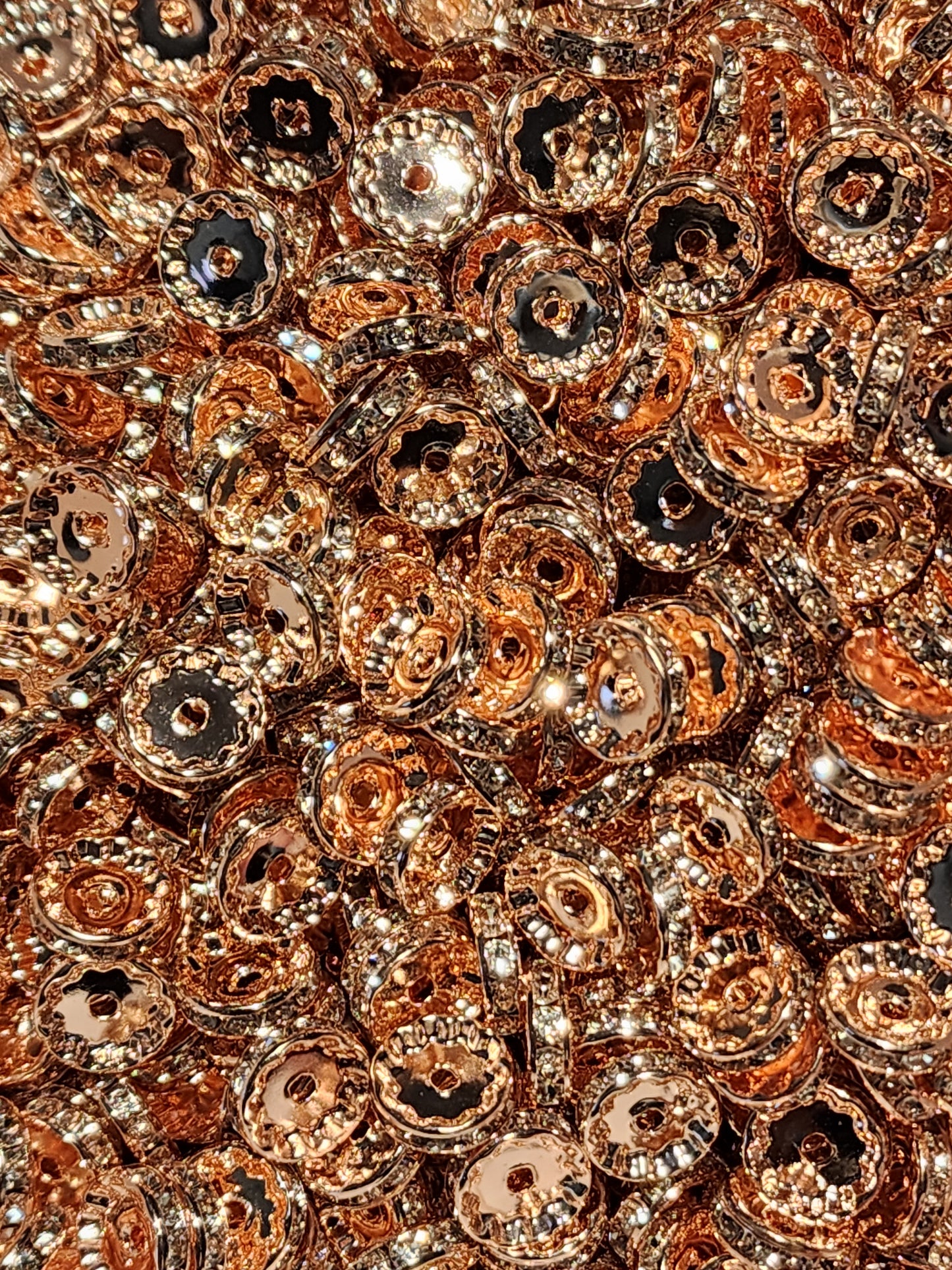 12mm Rose Gold Rhinestone (Spacers)