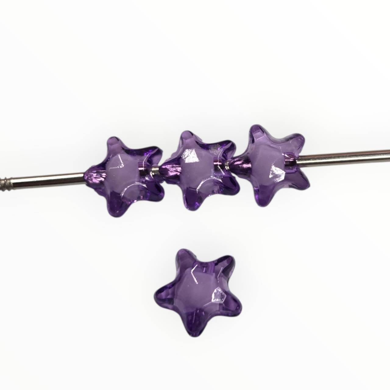 Amethyst Star transparent purple 10mm acrylic star bead with 2mm hole