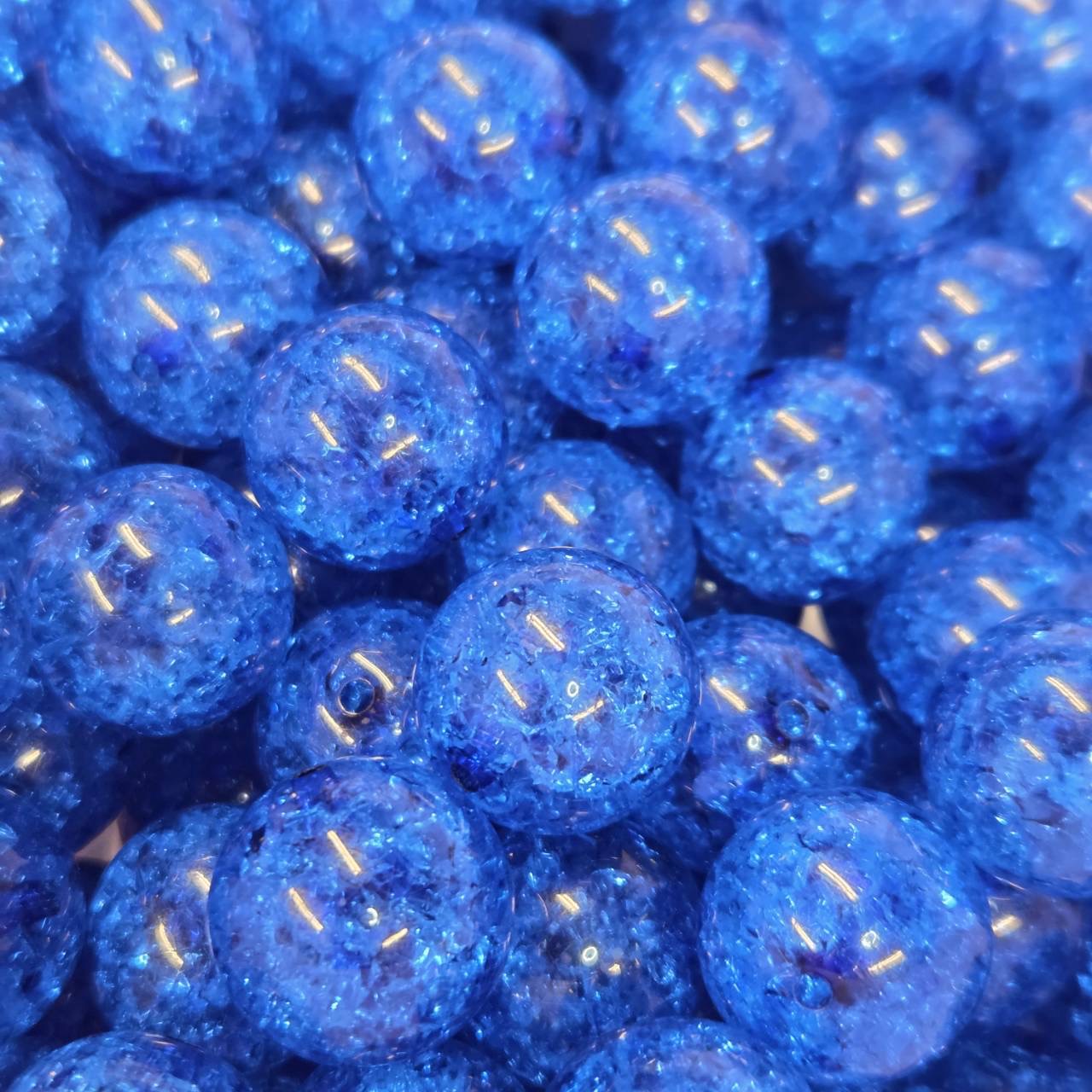 Navy 20mm Acrylic Crackle Beads