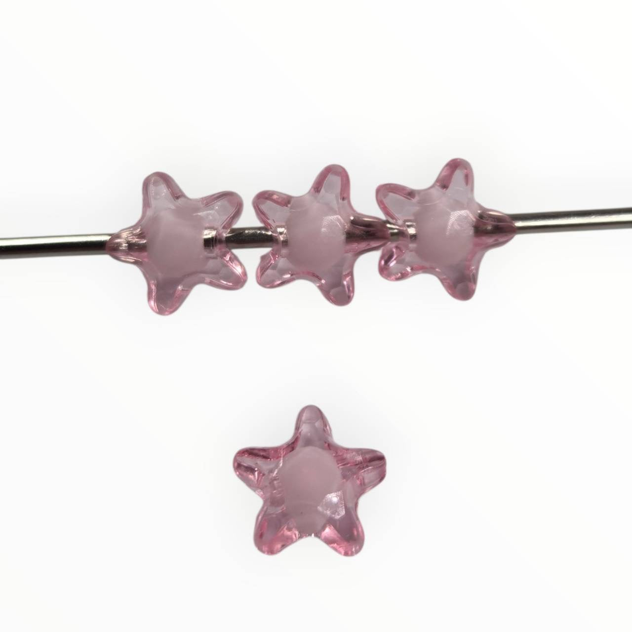 Rose Quartz Star transparent pink 10mm acrylic star bead with 2mm hole