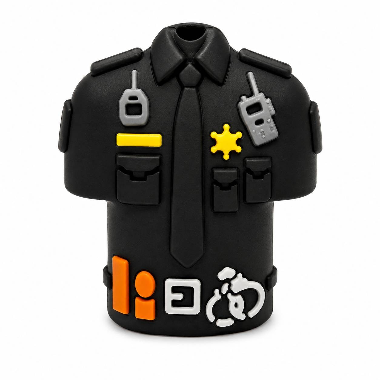 Black police officer uniform focal bead with badge radio handcuffs and utility details