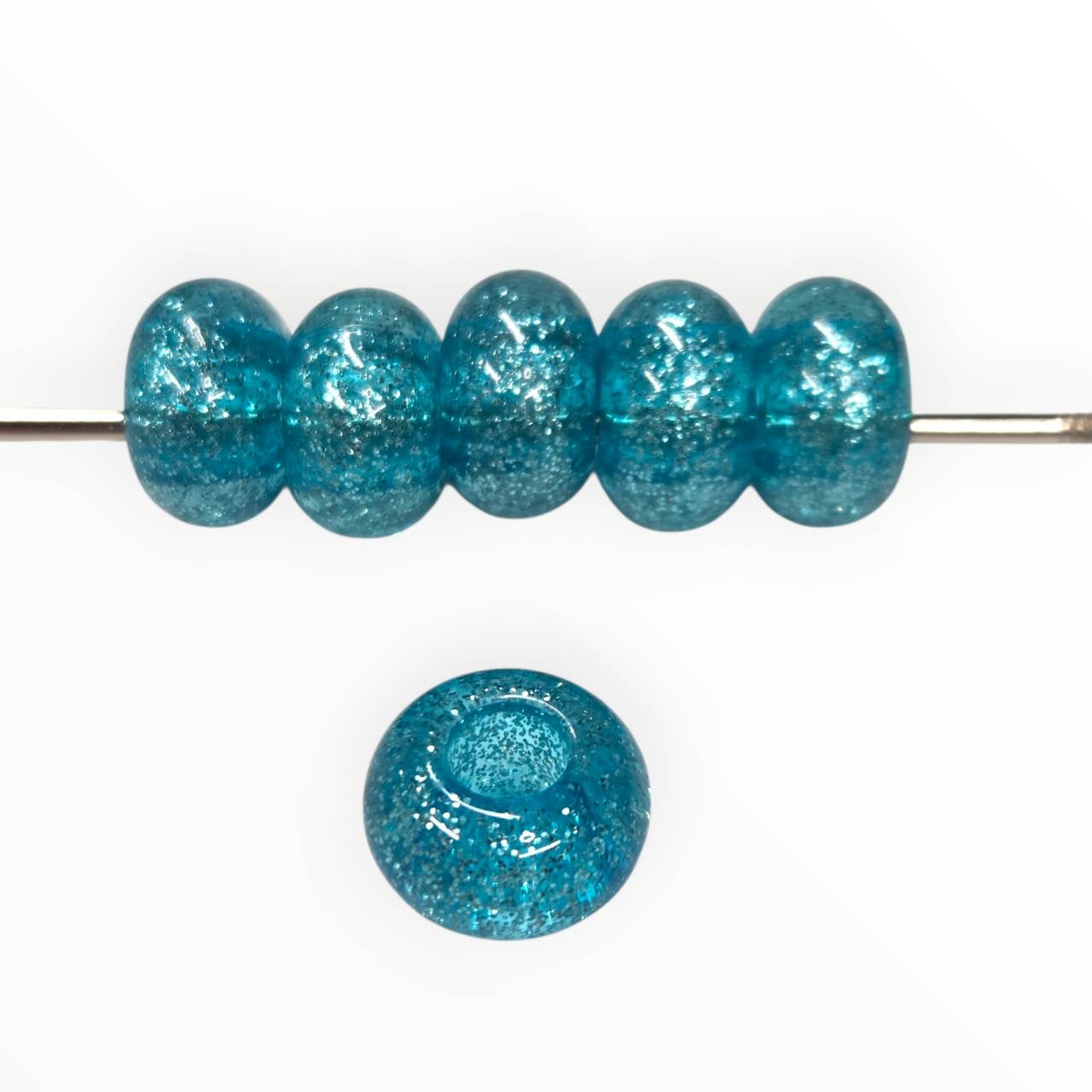 Aqua Large Hole Round Acrylic Beads