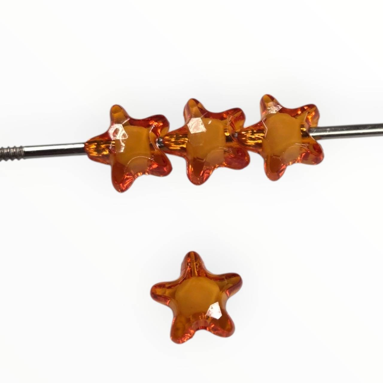 Amber Star transparent orange 10mm acrylic star bead with 2mm hole