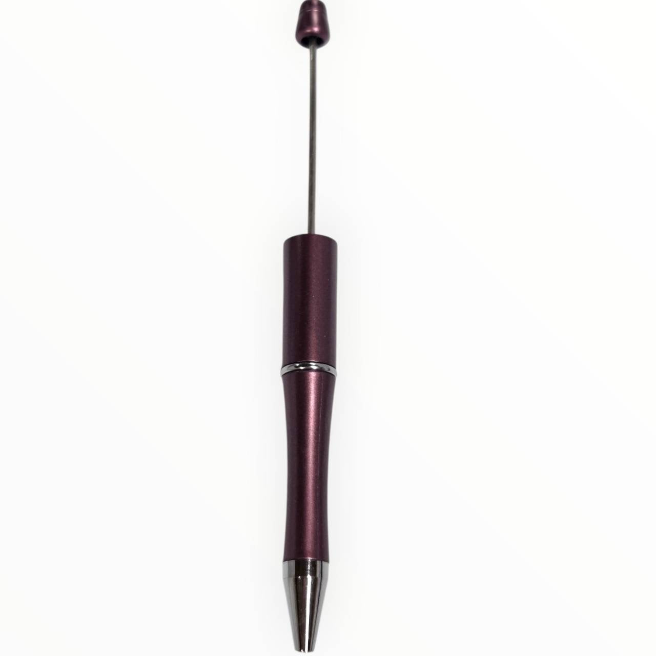 Metallic plum beadable pen with gunmetal hardware for DIY beaded pen crafts