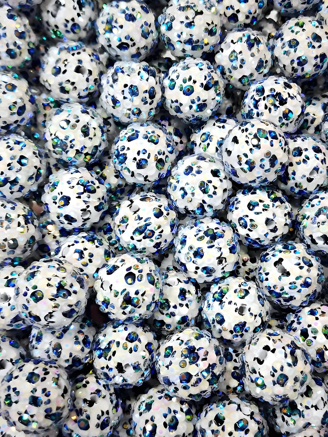 Iridescent Paw 20mm **Rhinestone** (Bubblegum Beads)