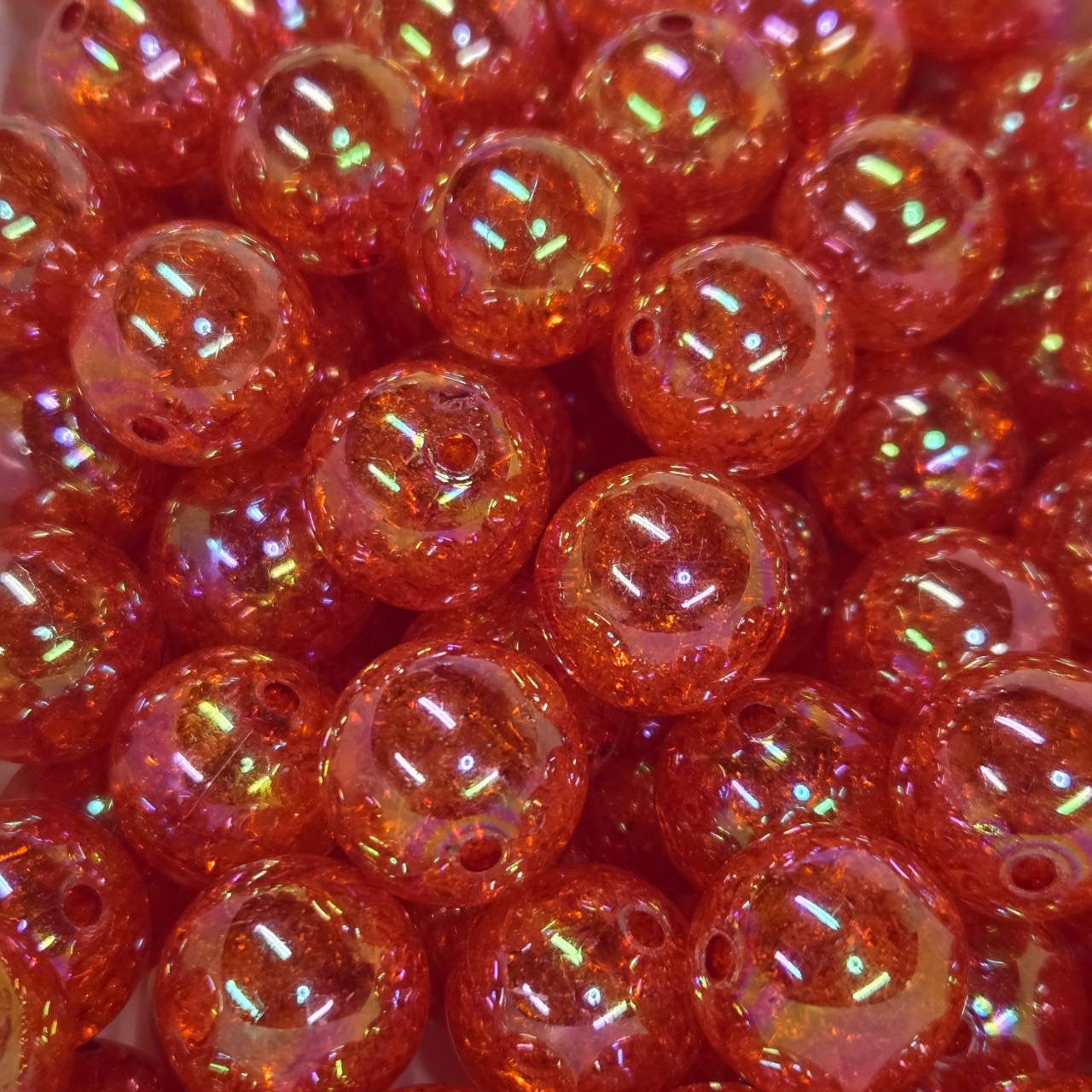 Red 20mm Acrylic Crackle Beads
