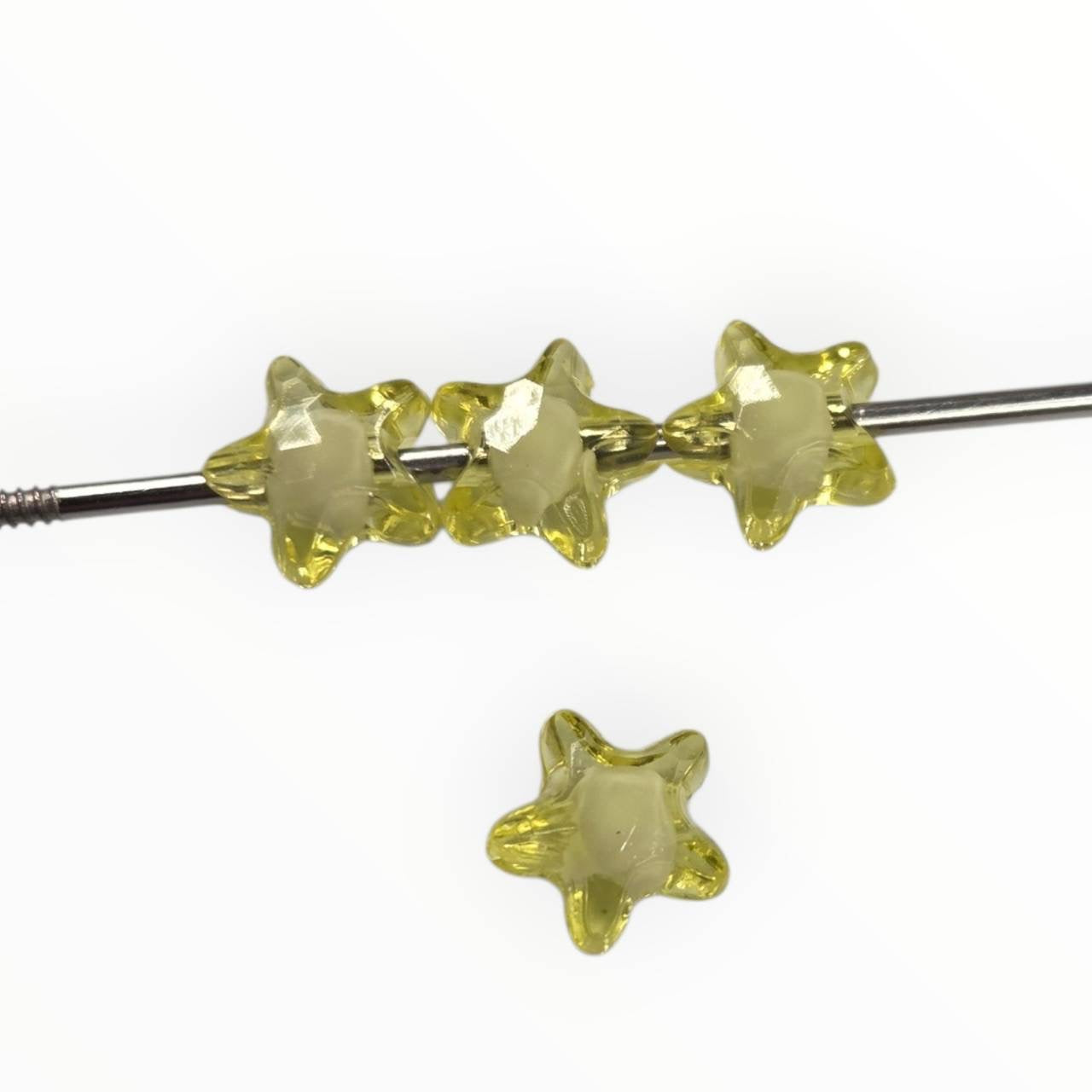 Citrine Star transparent yellow 10mm acrylic star bead with 2mm hole
