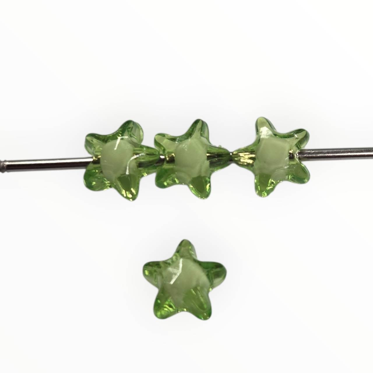 Peridot Star transparent light green 10mm acrylic star bead with 2mm hole