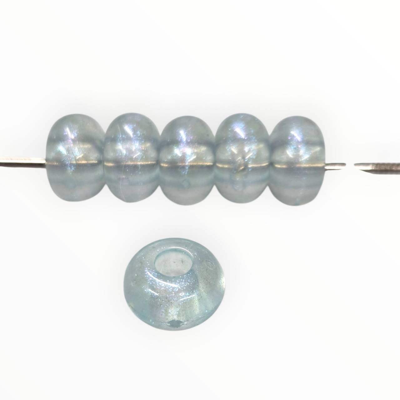 Light Blue Hole Round Acrylic Beads