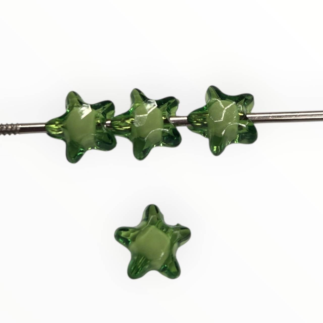 Emerald Star transparent green 10mm acrylic star bead with 2mm hole