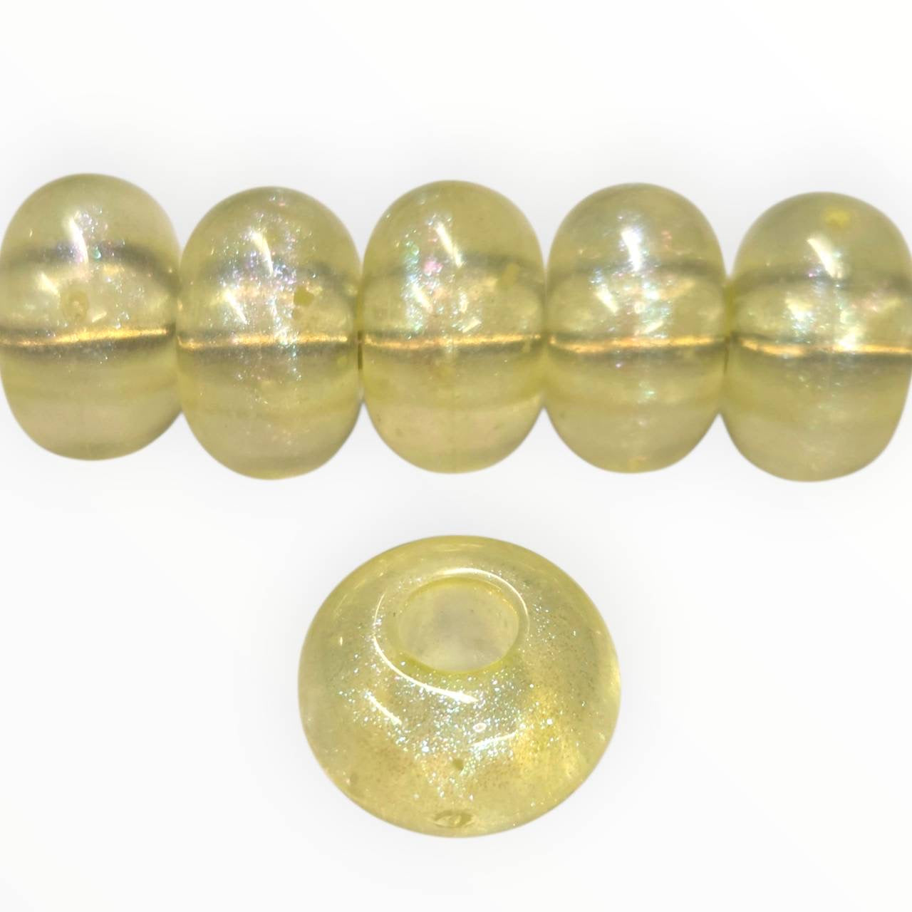 Yellow Large Hole Round Acrylic Beads