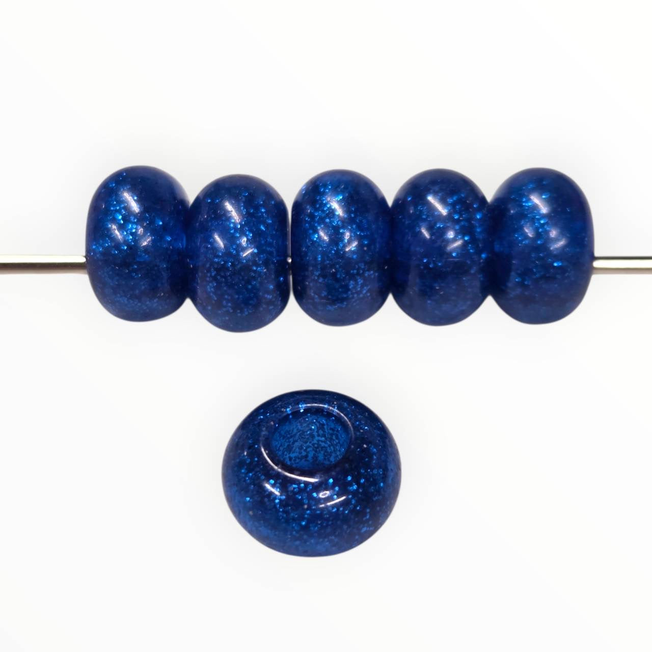 Navy Large Hole Round Acrylic Beads