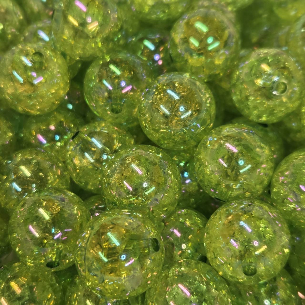 Green 20mm Acrylic Crackle Beads