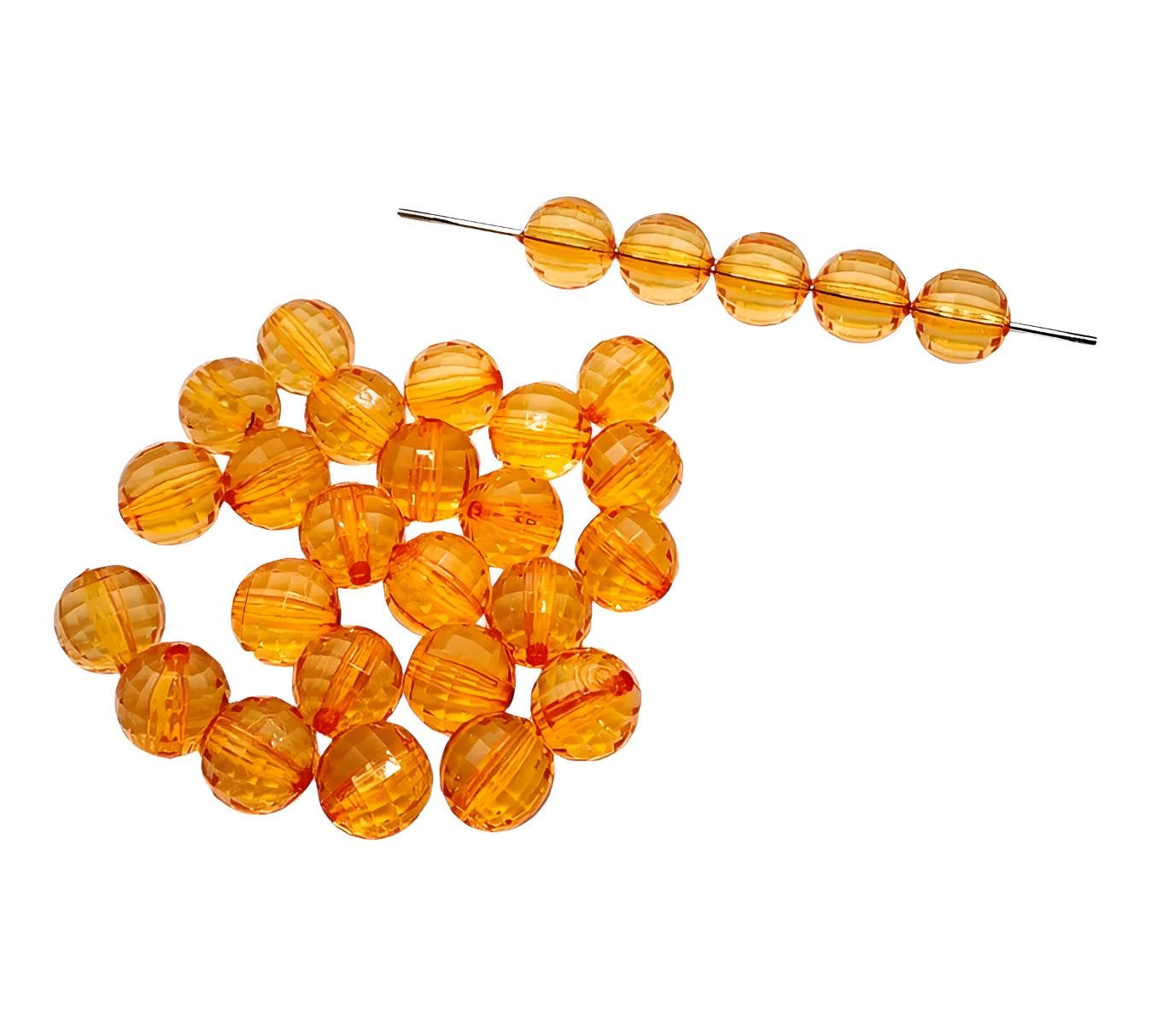 16mm Orange Acrylic Disco Beads