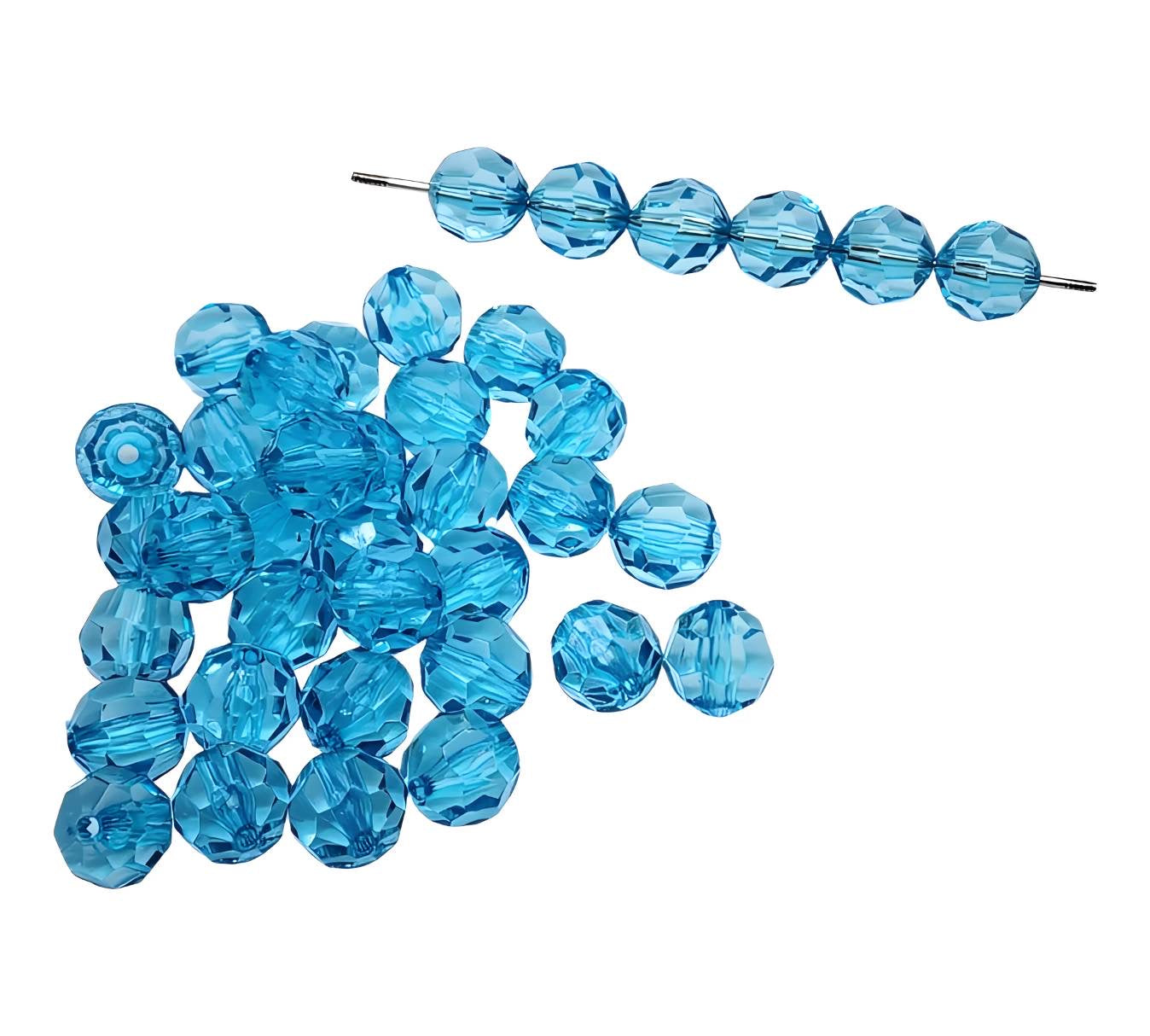 16mm Aqua Faceted Beads