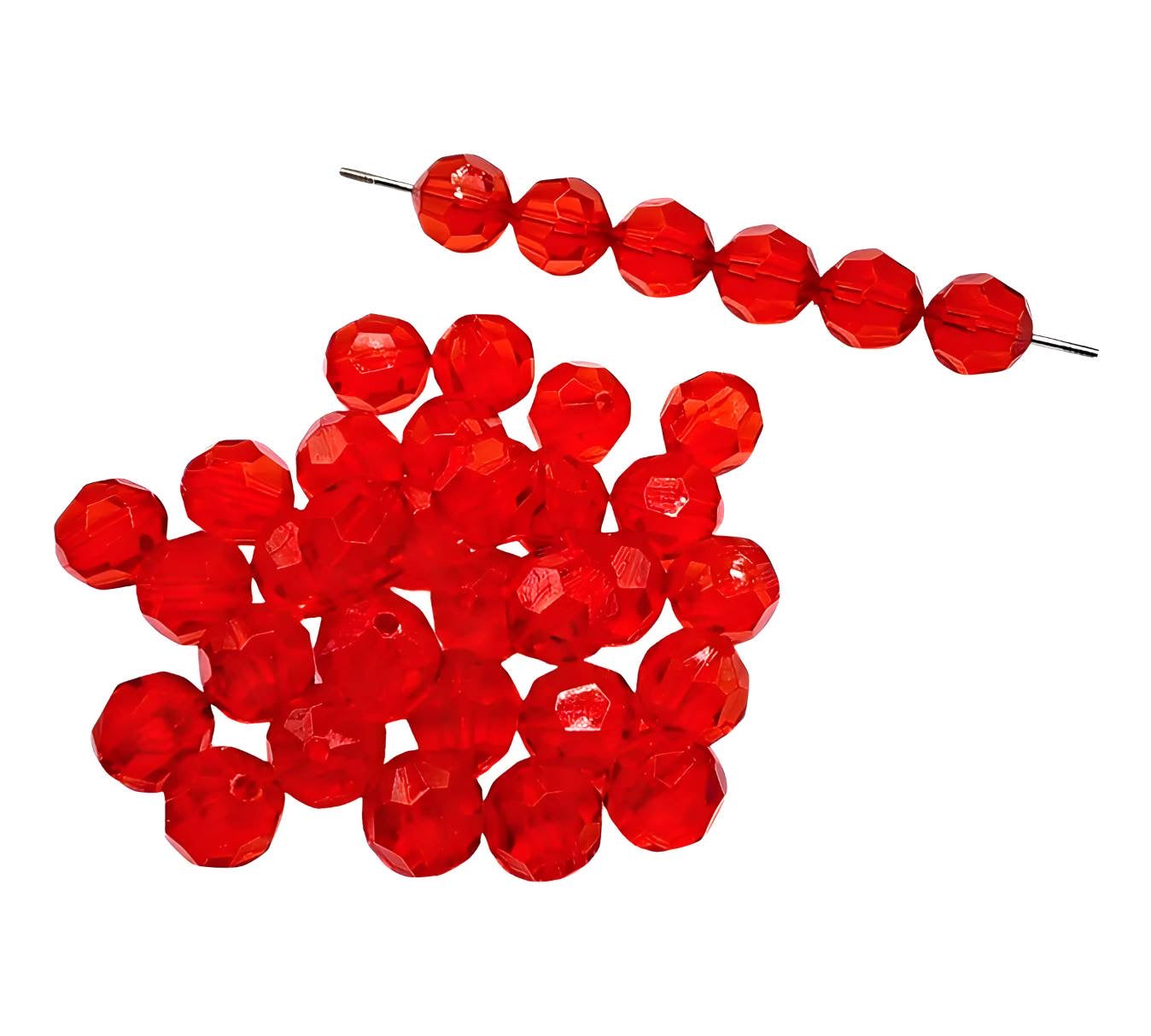 16mm Red Faceted Beads