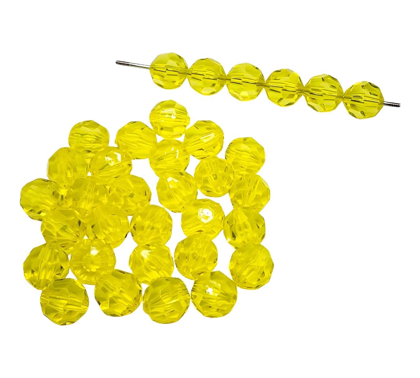 16mm Yellow Faceted Beads
