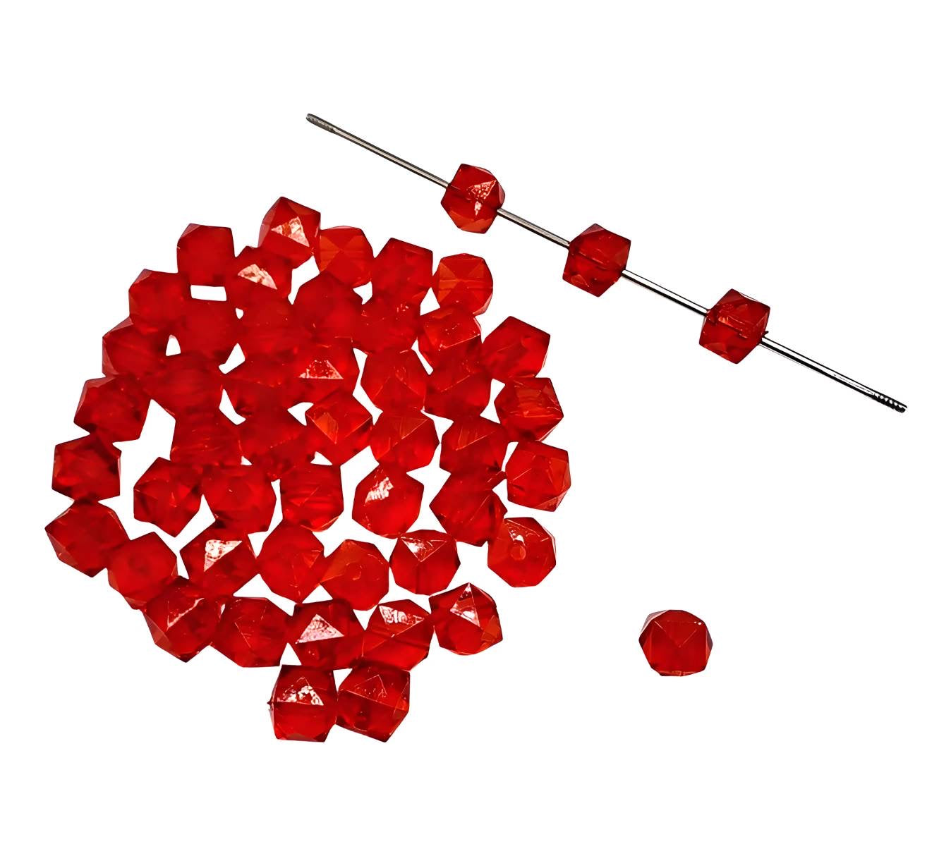 12mm Red Acrylic Ice Cube Beads