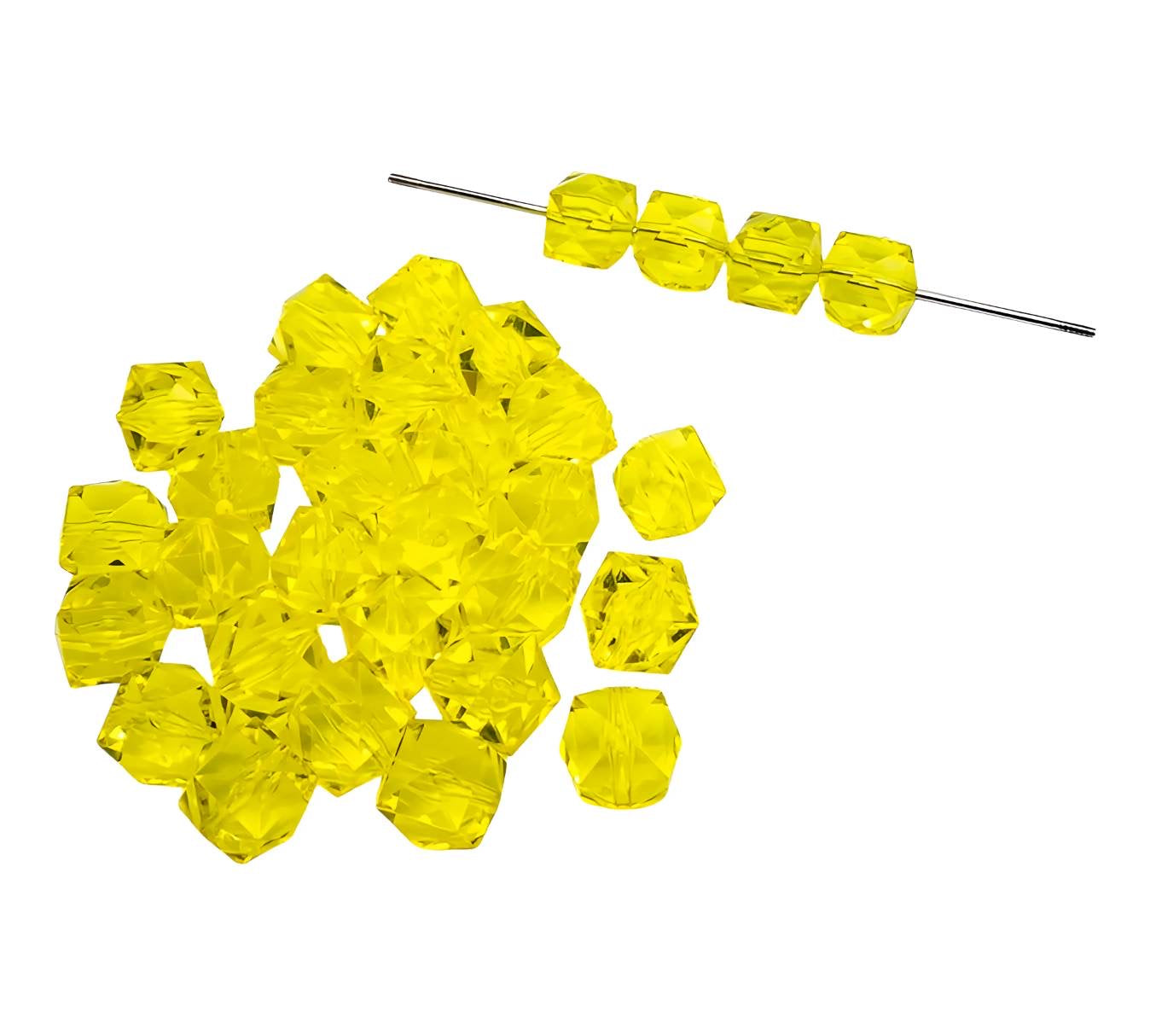 16mm Yellow Acrylic Ice Cube Beads