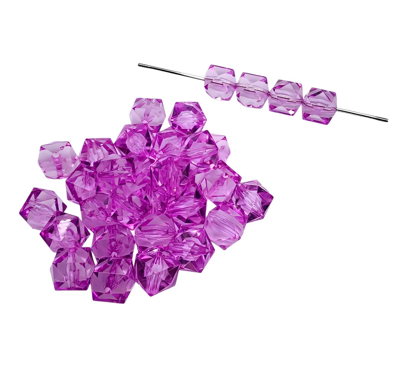 16mm Lavender Acrylic Ice Cube Beads