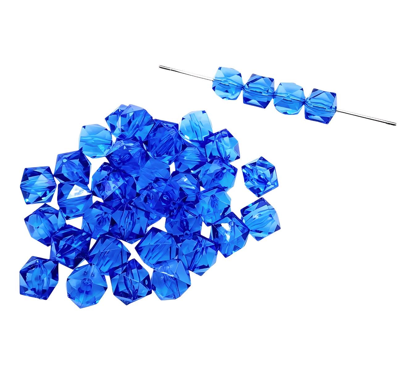 16mm Blue Acrylic Ice Cube Beads