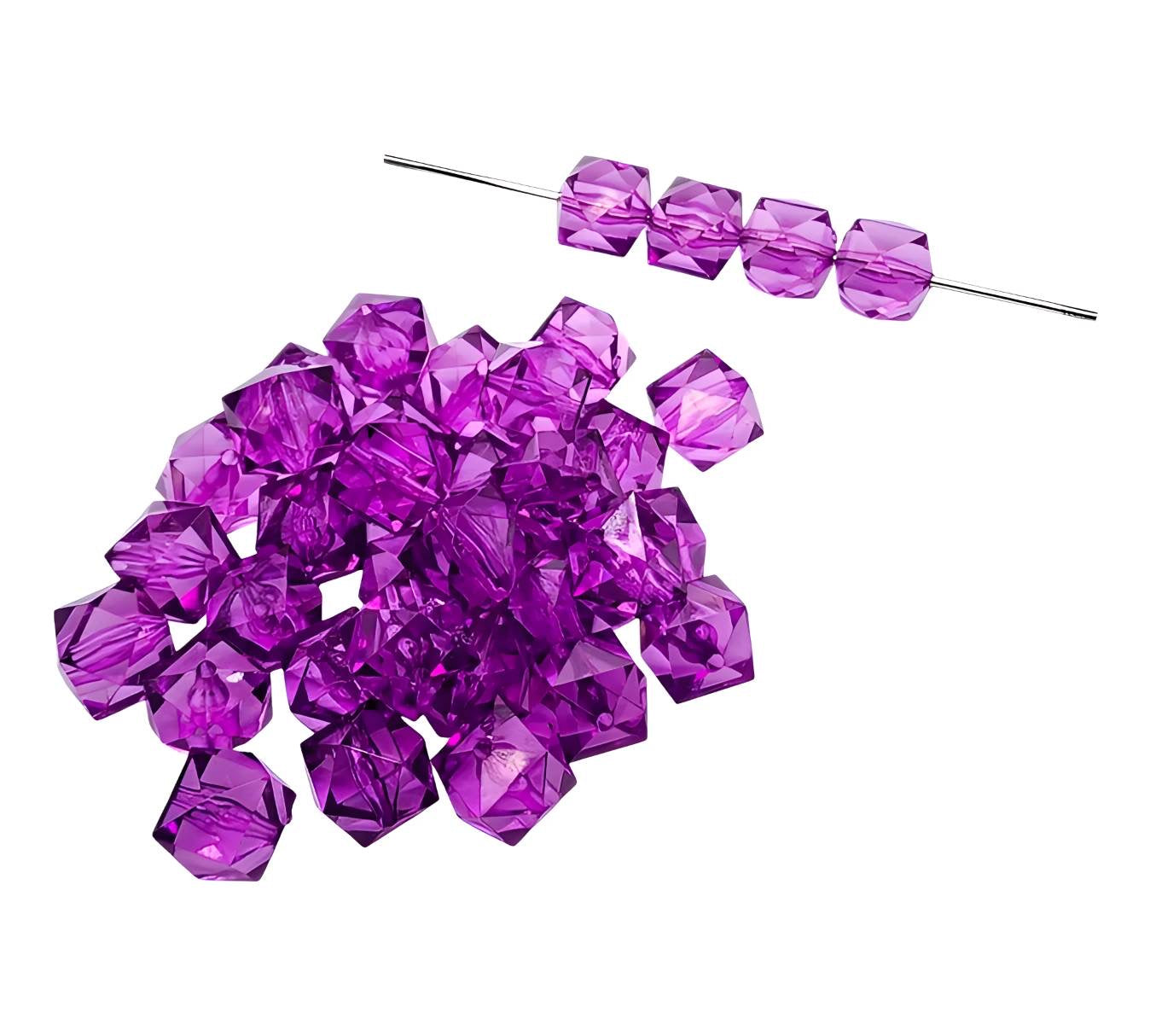 16mm Purple Acrylic Ice Cube Beads