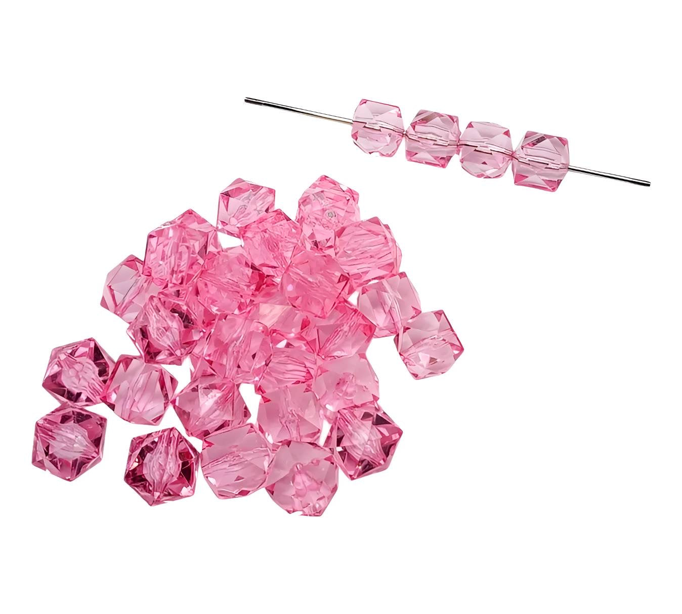 16mm Light Pink Acrylic Ice Cube Beads