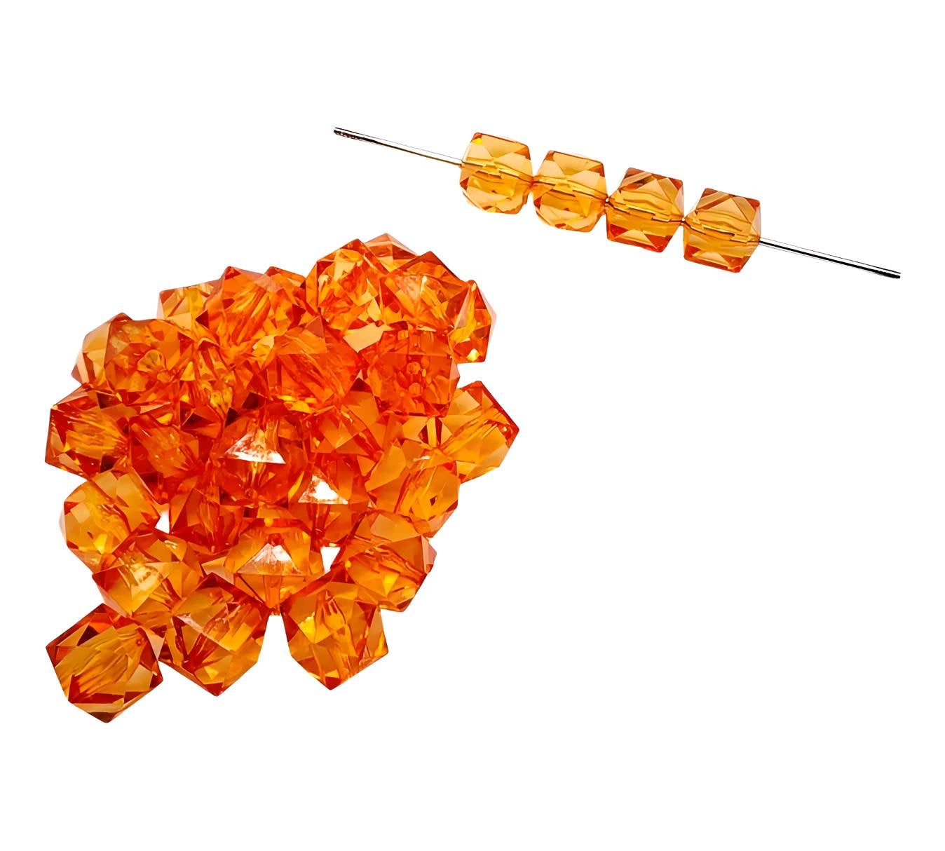 16mm Orange Acrylic Ice Cube Beads