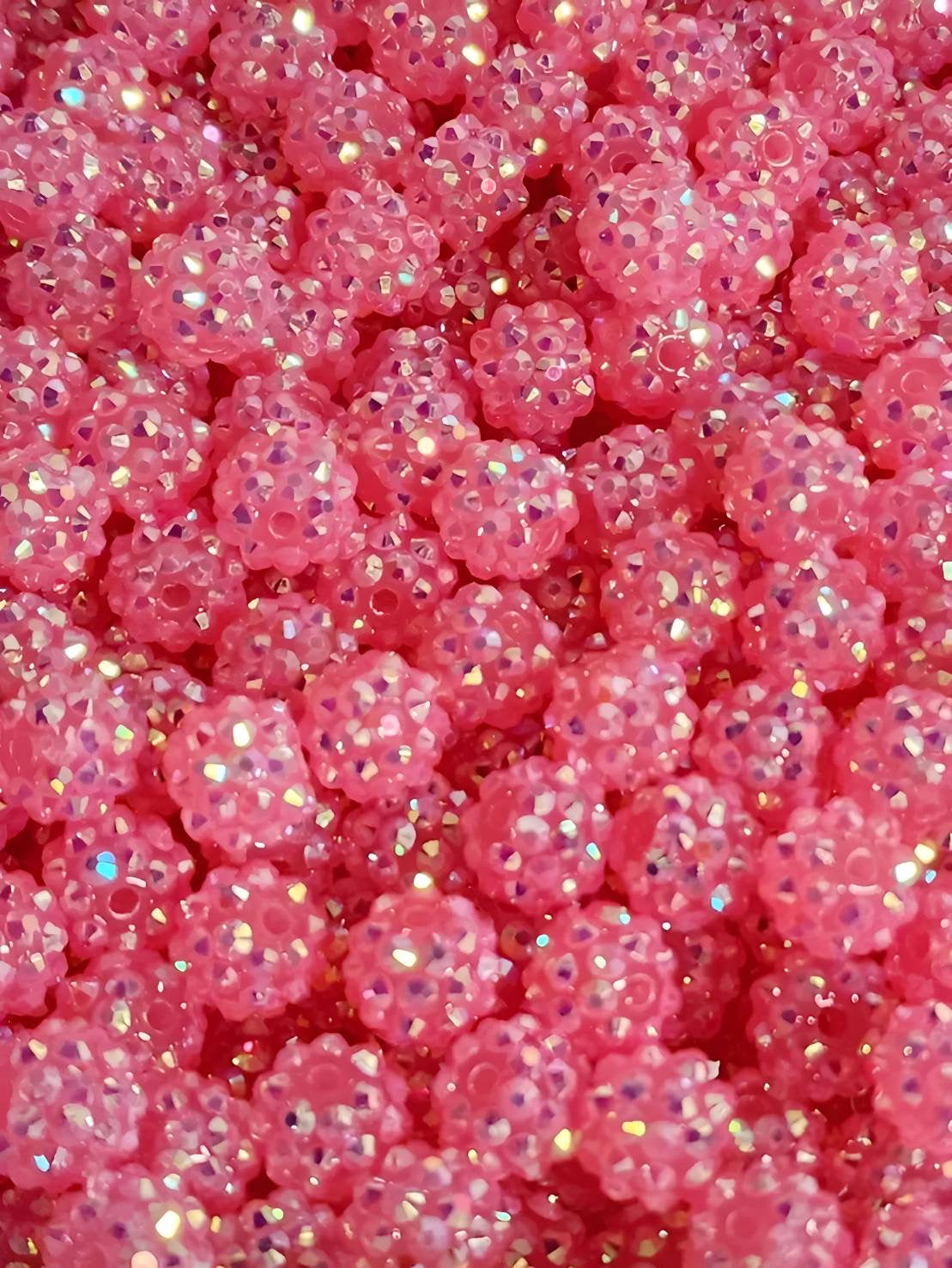 Pink 12mm **Rhinestone** (Bubblegum Beads)