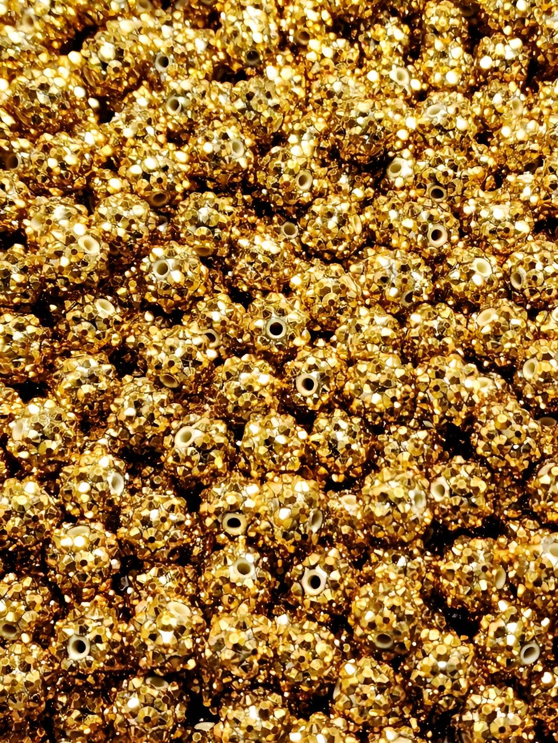 Gold 12mm **Rhinestone** (Bubblegum Beads)