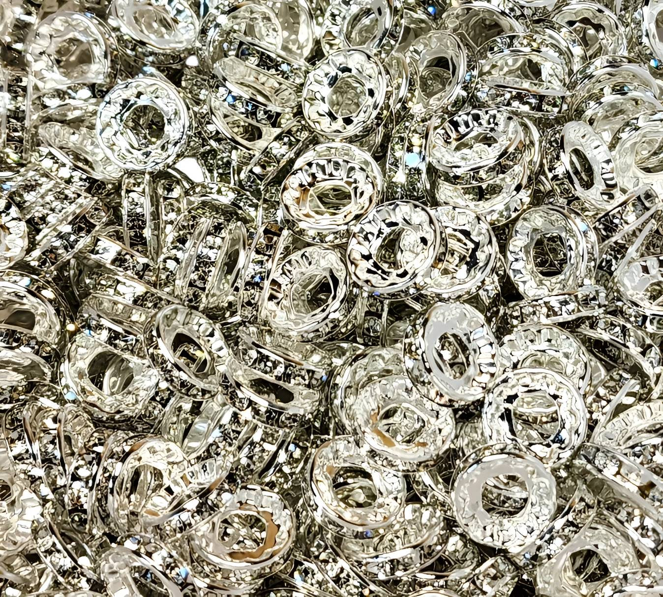 12mm Silver Large hole Rhinestone (Spacers)