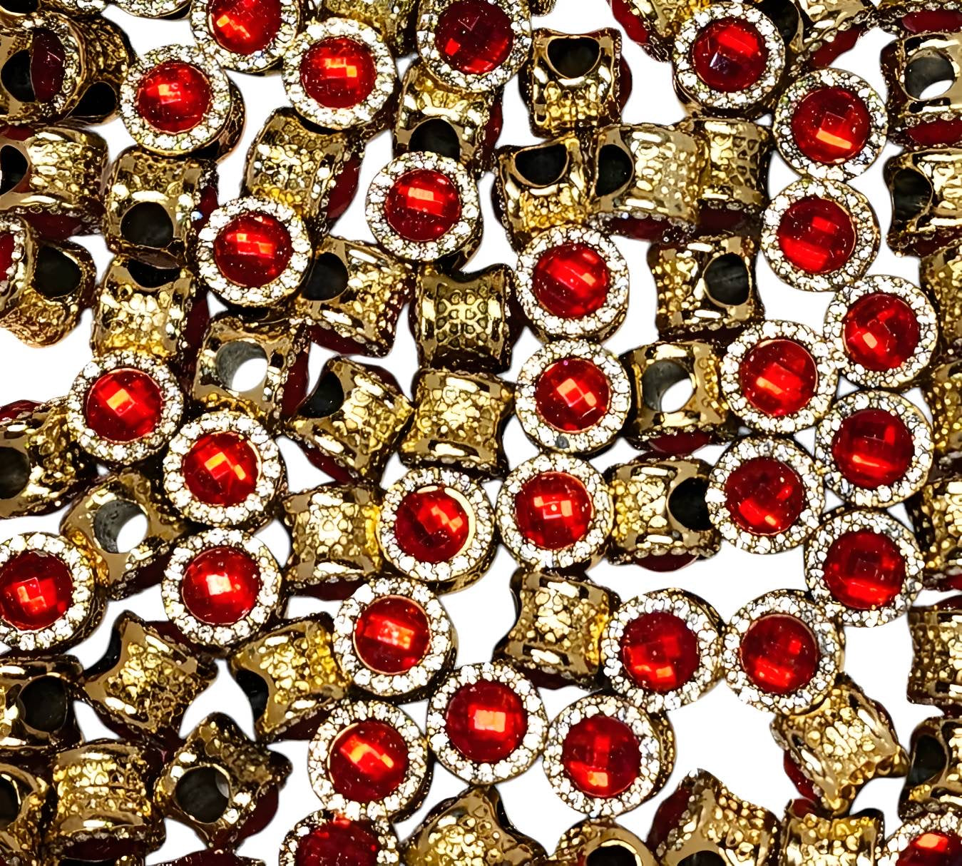 Red Gold Round Gemstone Spacer Beads