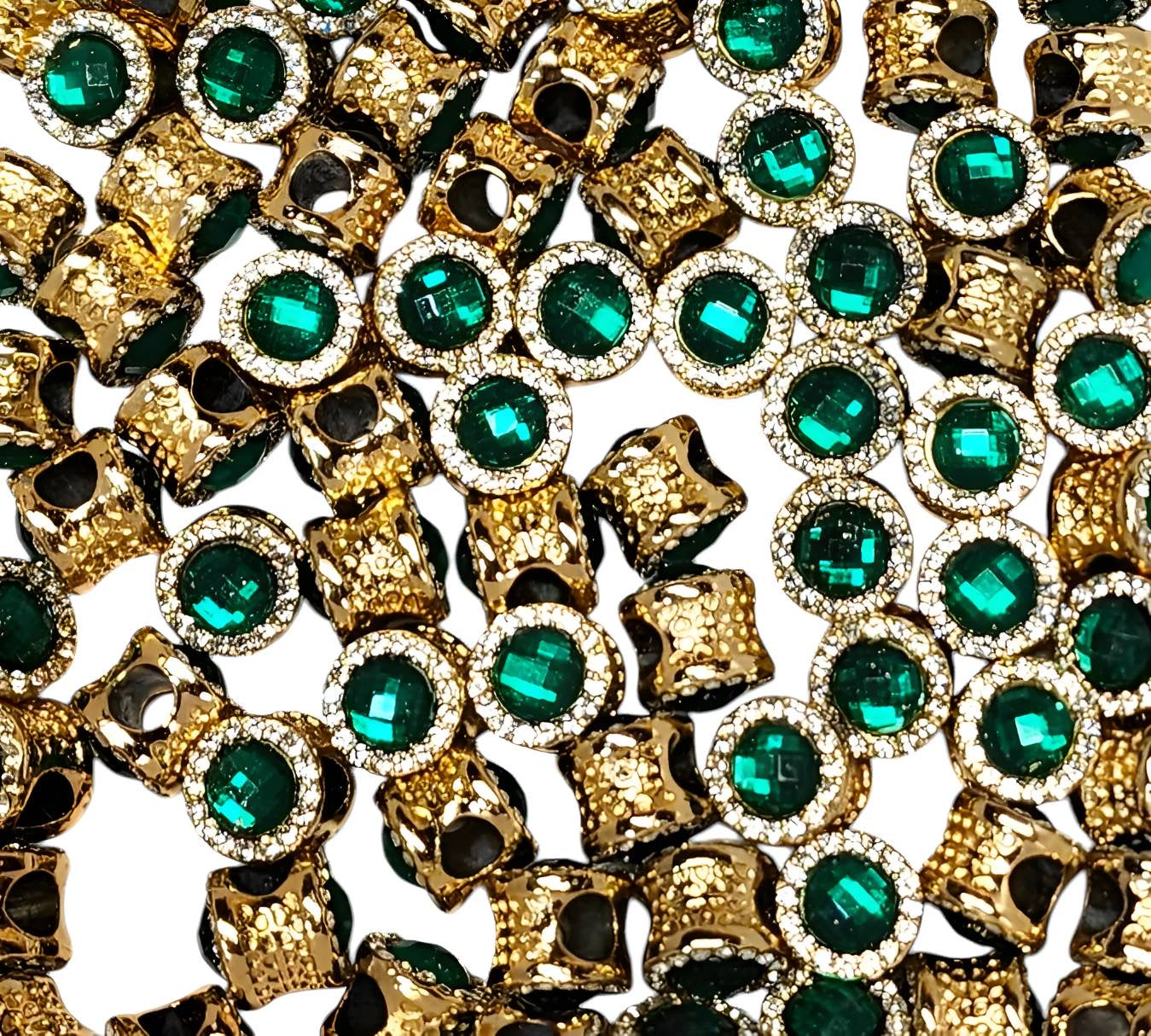 Green Gold Round Gemstone Spacer Beads