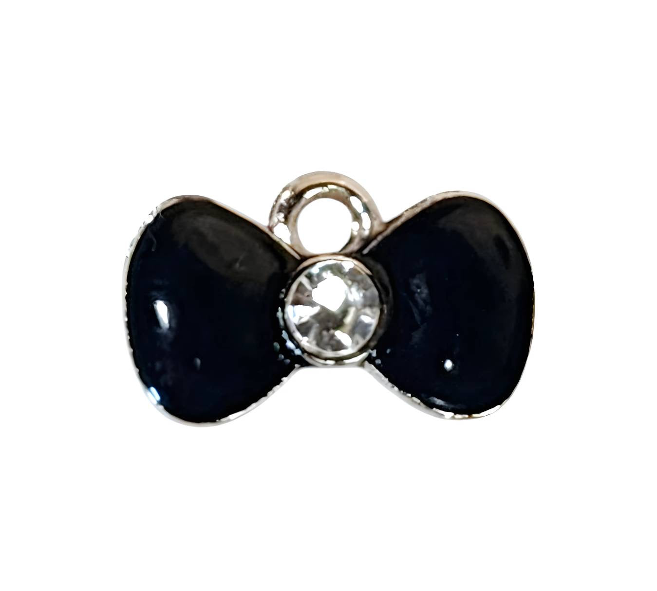 Midnight Sparkle Bow Silver Plated Charms