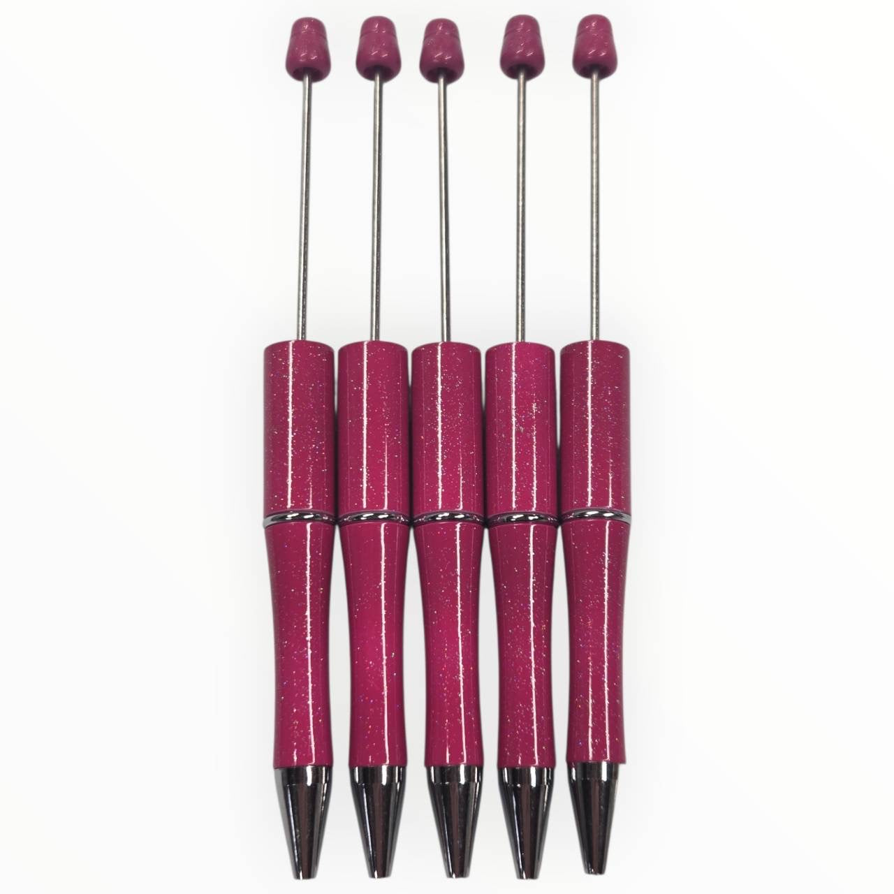 *Glitter* Pink Beadable Pens (5 Count)