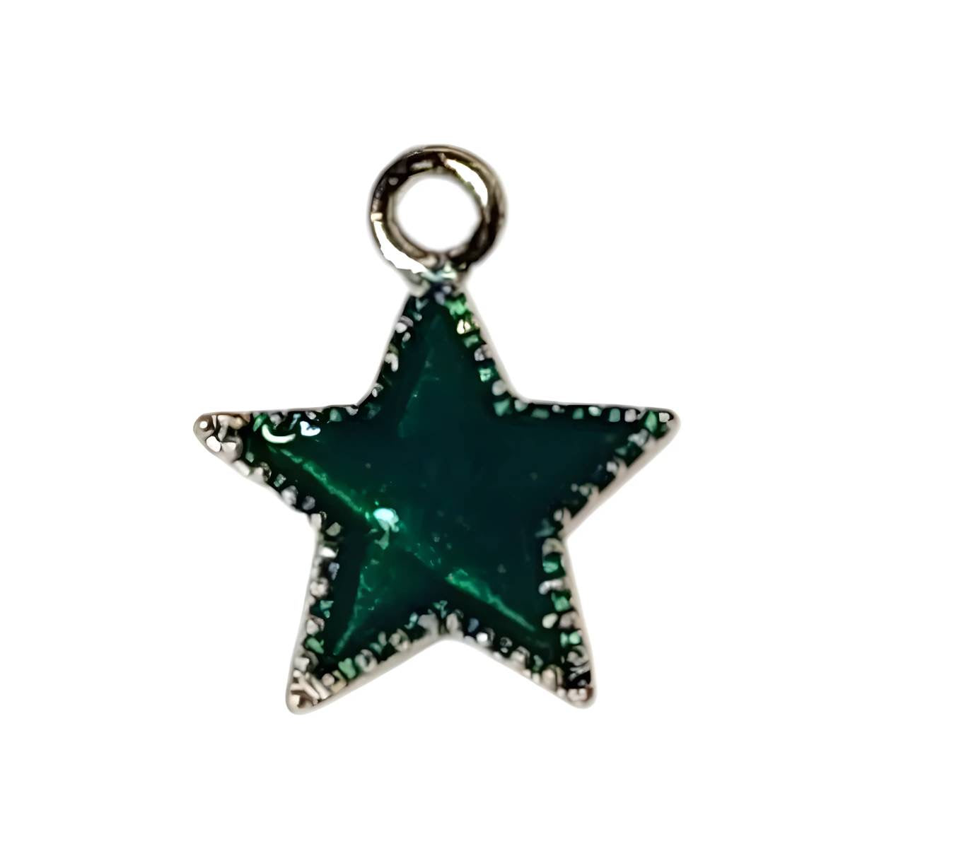Green Star Silver Plated Charms