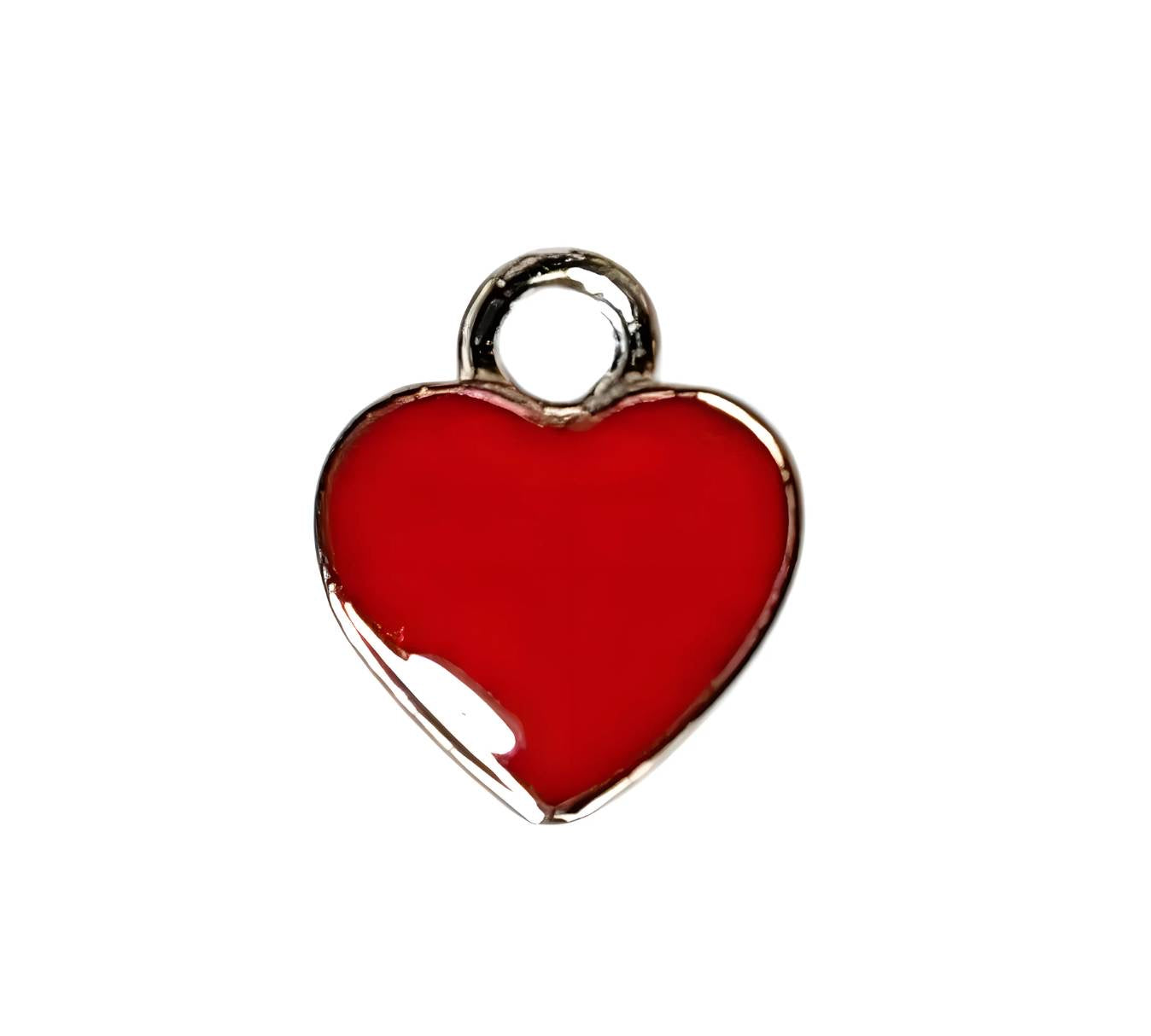 Red Heart Silver Plated Charms