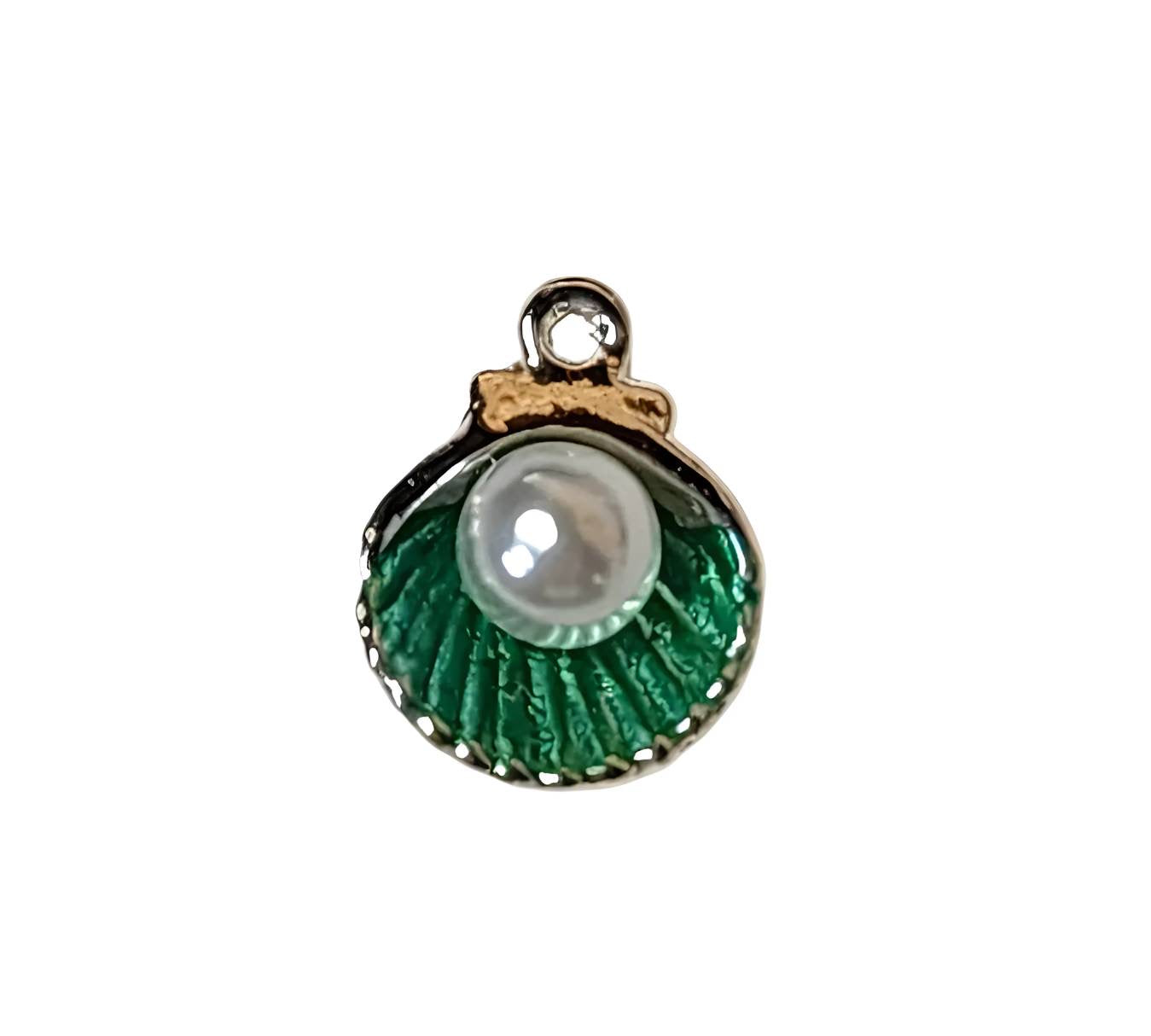 Green Pearl Shell Silver Plated Charms