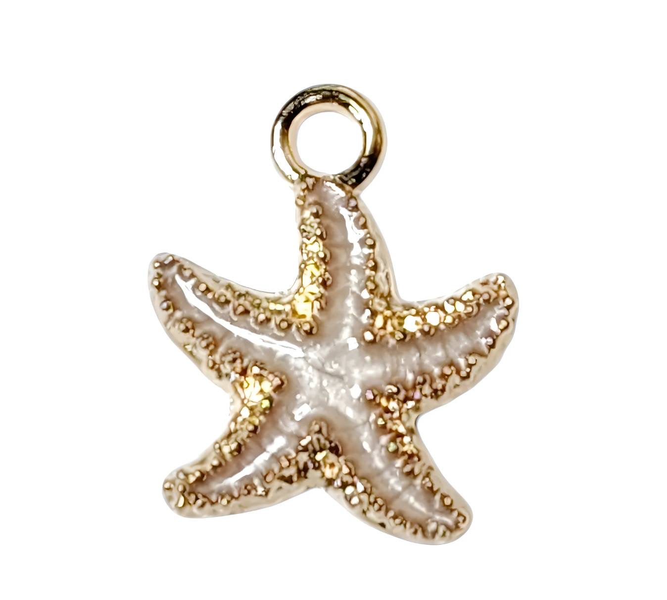 White Starfish Gold Plated Charms