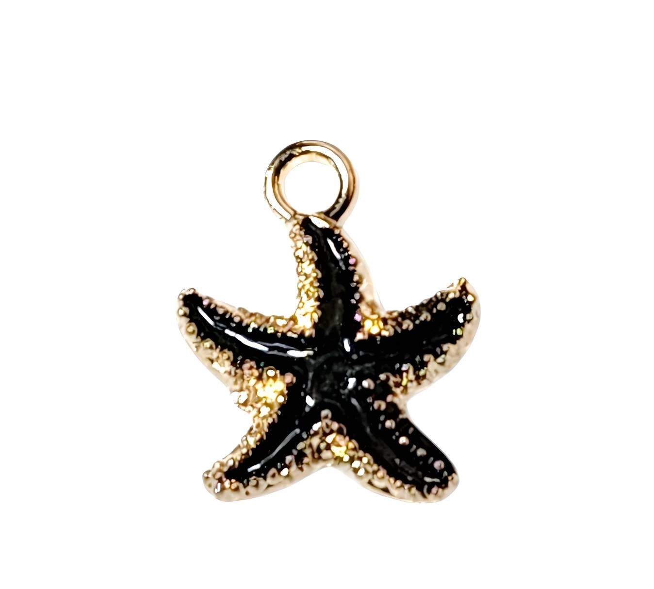 Black Starfish Gold Plated Charms