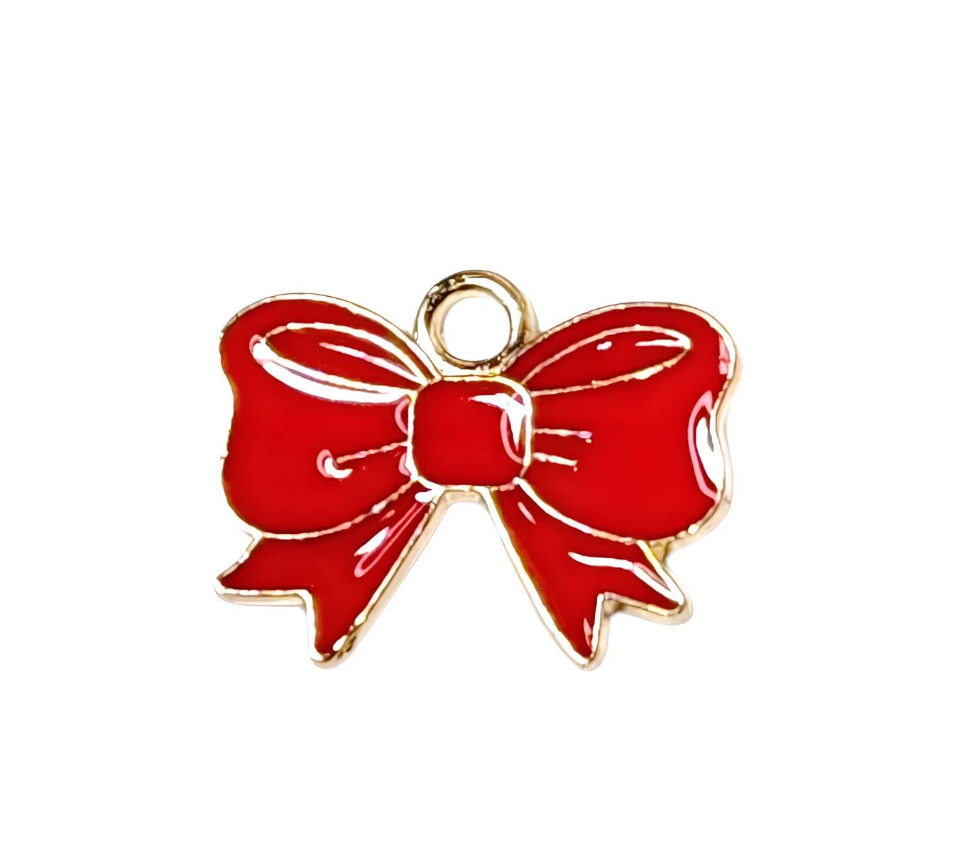 Red Bow Gold Plated Charms