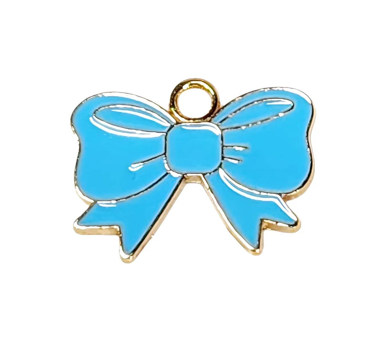 Blue Bow Gold Plated Charms