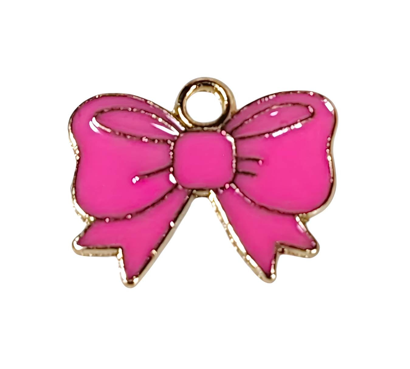 Hot Pink Bow Gold Plated Charms