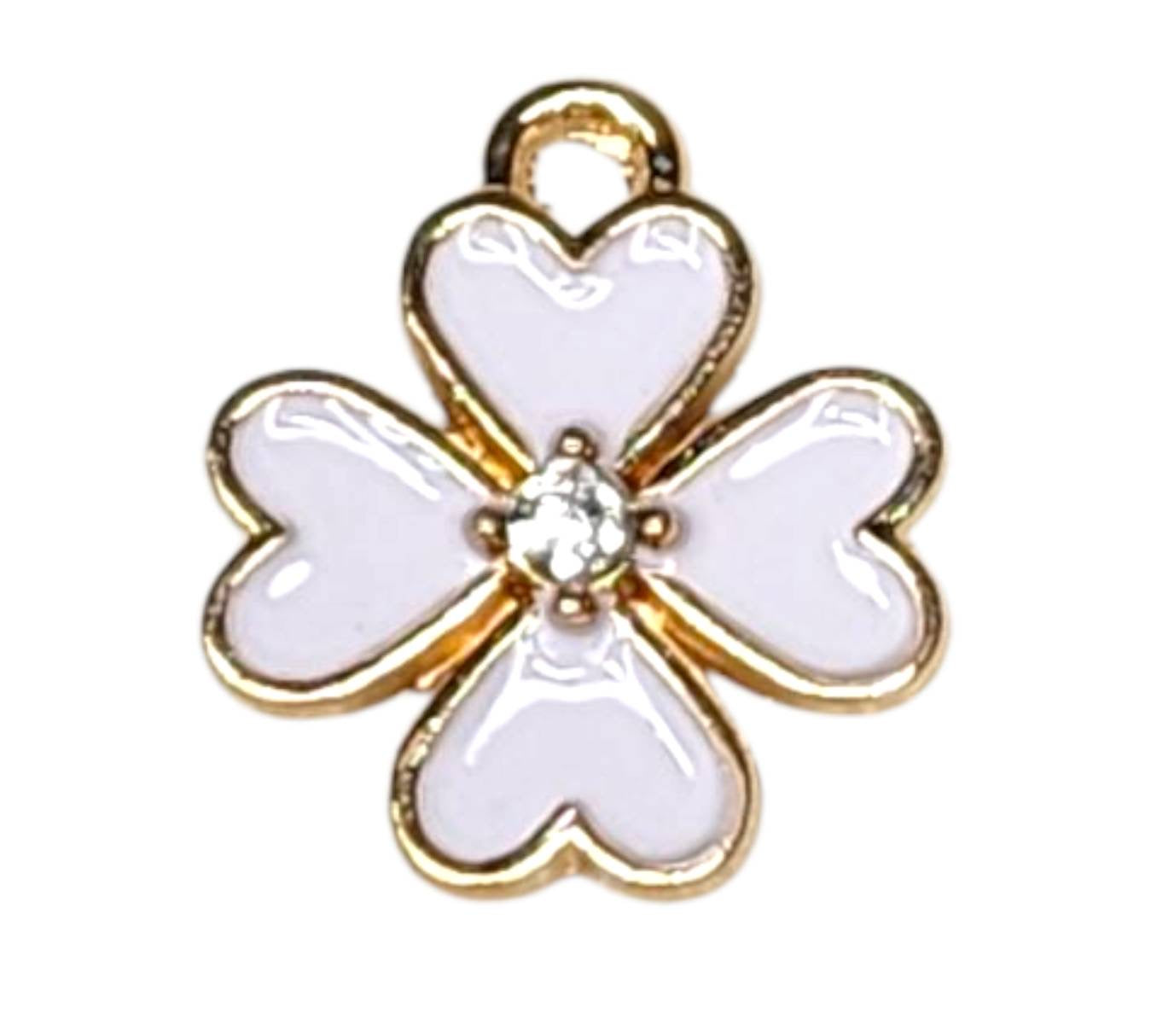 Diamond Heart Flower Charms